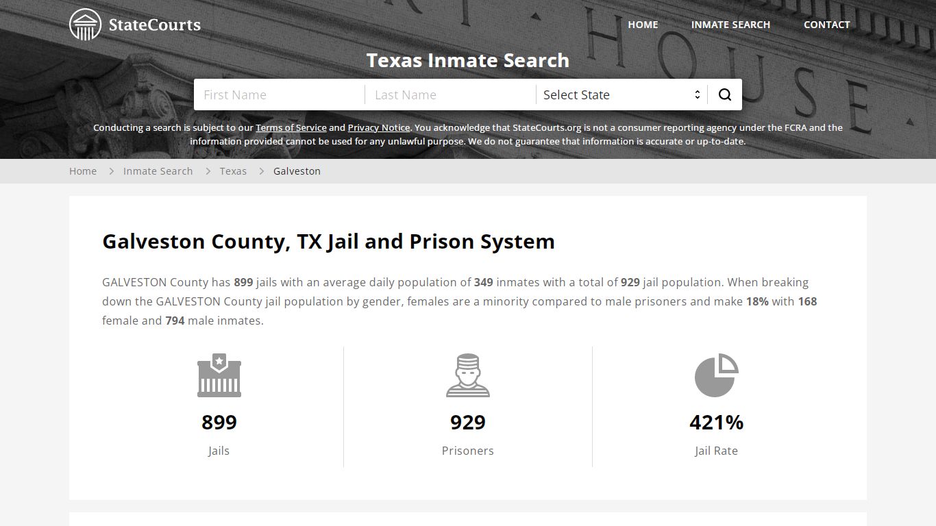 Galveston County, TX Inmate Search - StateCourts